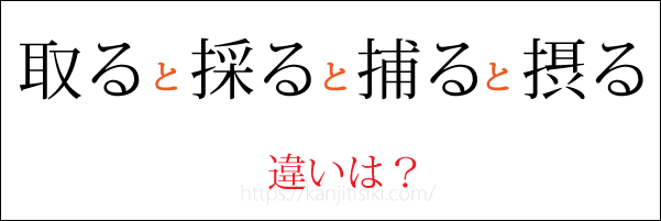 「取る」「採る」「執る」「捕る」「撮る」「摂る」の違い